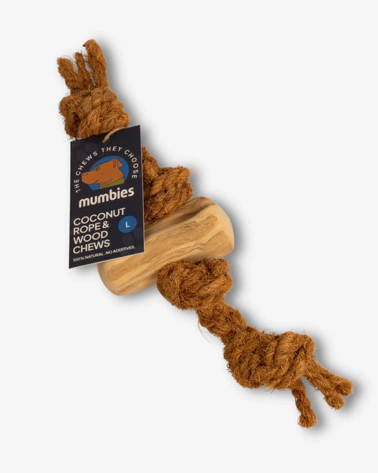 Brands that we love! Mumbies Wood chew and coconut rope