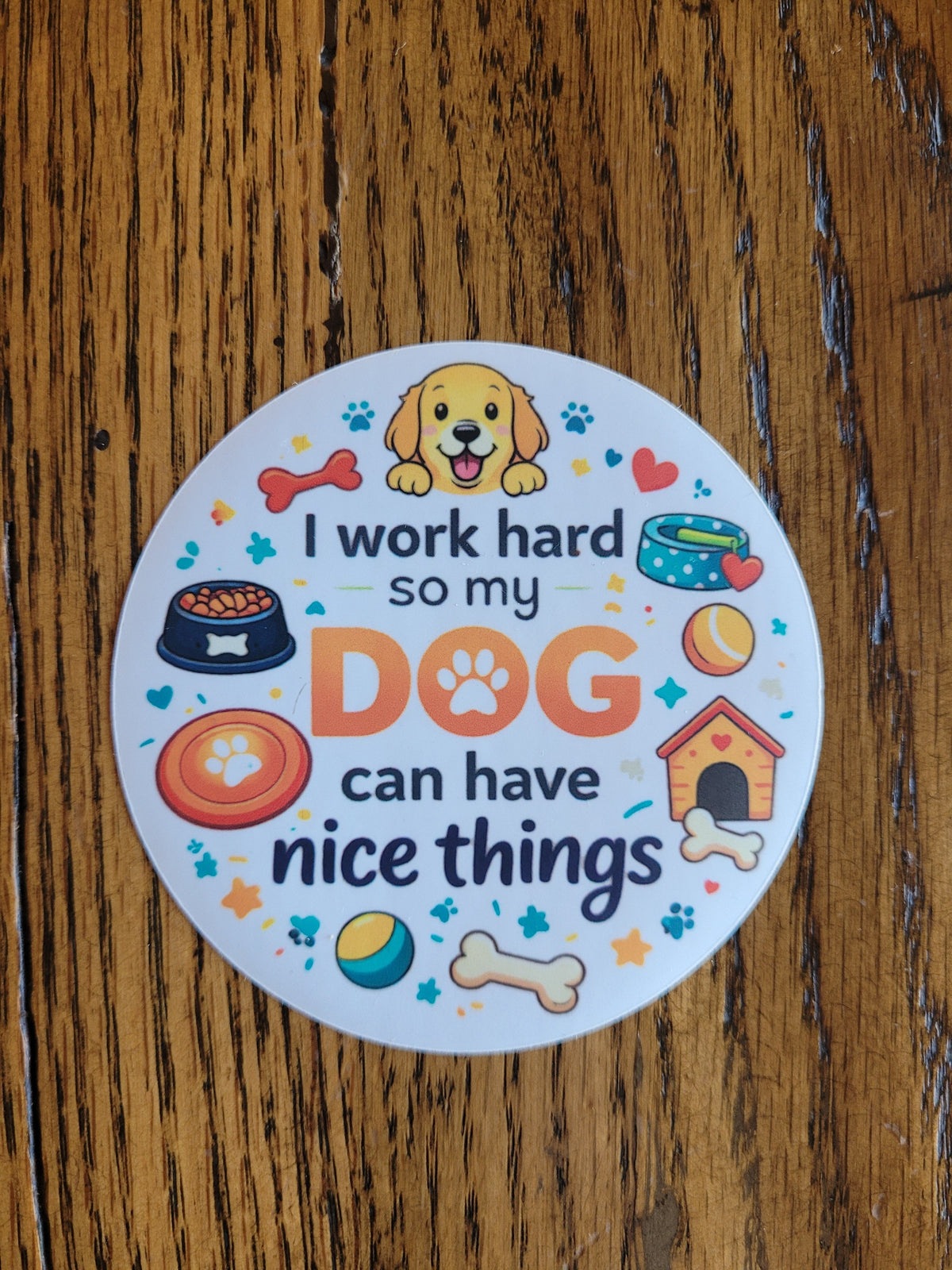 Dog themed round sticker