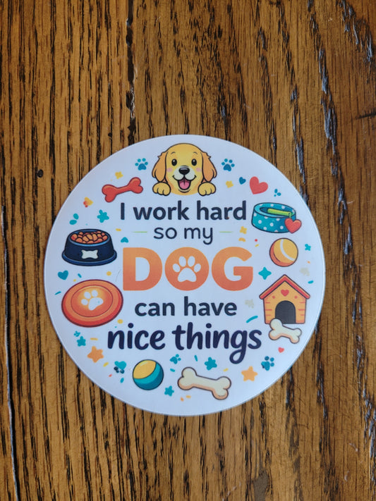 Dog themed round sticker